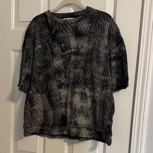 Zara Black & Gray Marled Short Sleeve Top